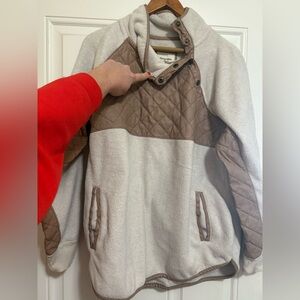 Abercrombie & Fitch Cream and Brown Quilted Pullover